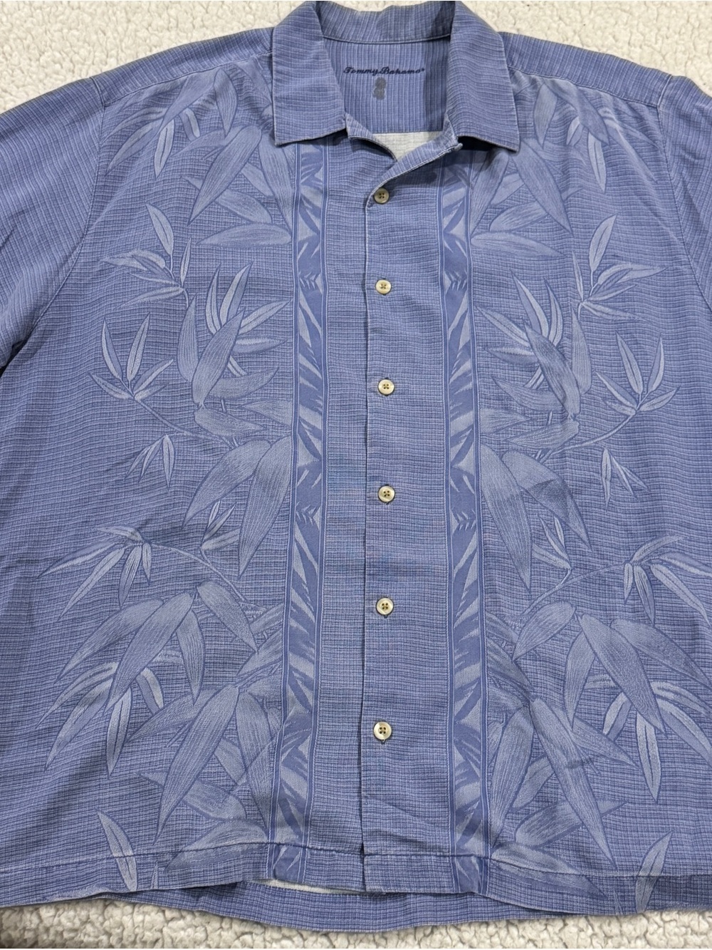 Tommy Bahama Lavender-Blue Bamboo Jacquard Camp Shirt